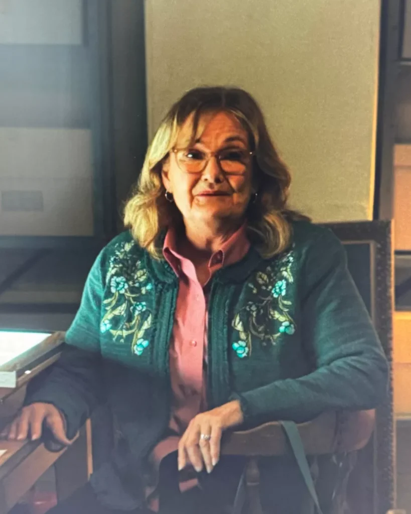 Green Floral Embroidered Cardigan on Widow's Bay S01E08