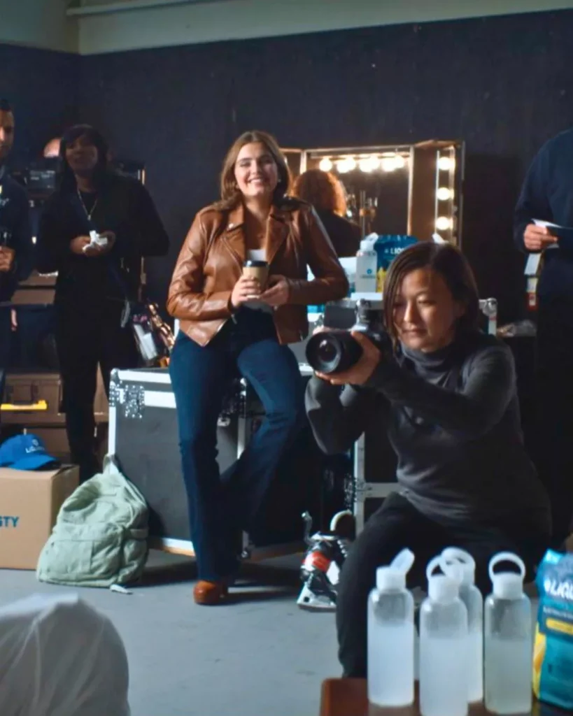 Hannah's Brown Leather Jacket on Off Campus S01E05
