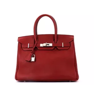Hermes Birkin Handbag Rouge H Clemence with Palladium Hardware 30