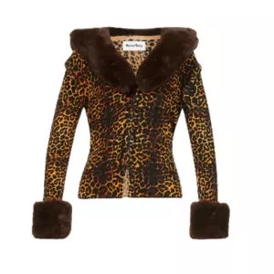 HOUSE OF SUNNY Jungle Peggy Faux Fur-Trimmed Knitted Cardigan