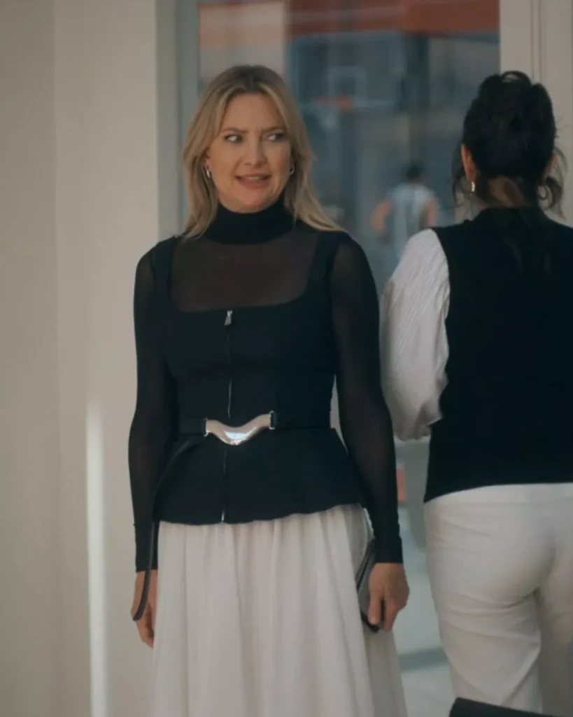Isla's Black and White Dress on Running Point S02E02
