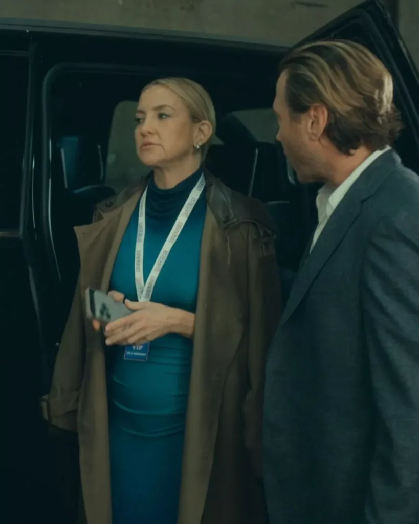 Isla's Trench Coat and Blue Dress