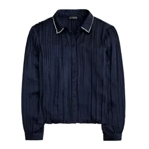 J. Crew Crystal-embellished Shirt in Crinkle Satin