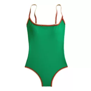 J.Crew Crochet-trim scoopback one-piece