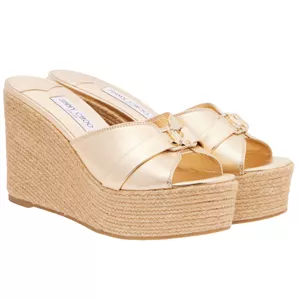 Jimmy Choo Leda 100 leather platform wedge sandals