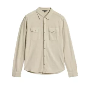 John Varvatos Avron Slub Organic Cotton Knit Snap-Up Western Shirt