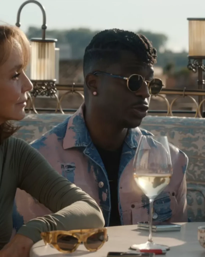 Julien’s pink and blue denim jacket