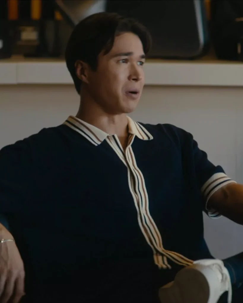 Cass' Navy Shirt With Stripes on Off Campus S01E02