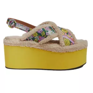 La DoubleJ Shearling Slingback Platform Sandal