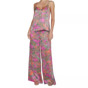 L'Agence Gavin Silk Paisley Wide Leg Pants