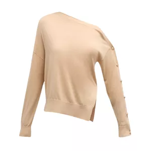 L'AGENCE Ledger Off The Shoulder Sweater in Almond