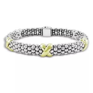 Lagos 18K Yellow Gold and Sterling Silver Caviar Bracelet