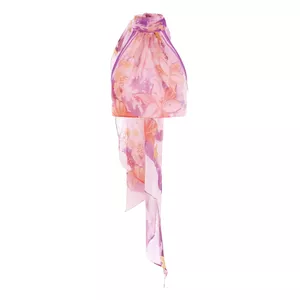 Leo Lin Evie Halter Bow Tie Top in Neptune Print in Coral