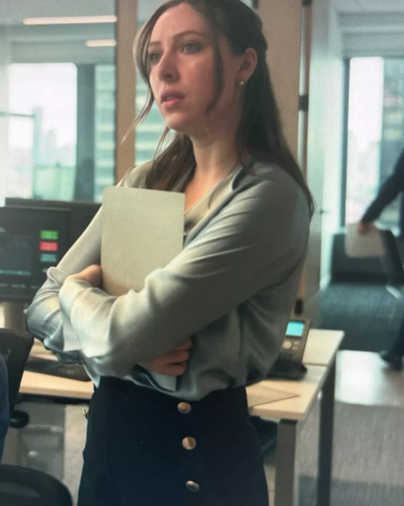 Liv's Pants With Gold Buttons on Your Friends & Neighbors S01E04