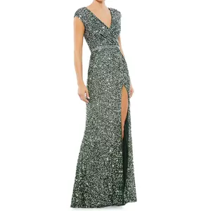 Mac Duggal Cap Sleeve Sequin Gown