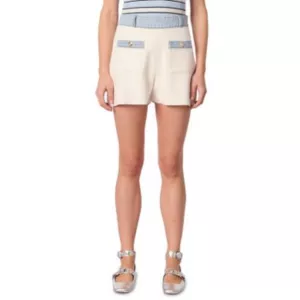 Maje Denim Trim Knitted Shorts