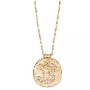 Maje Rhinestone Zodiac Pendant Necklace in Gold Tone