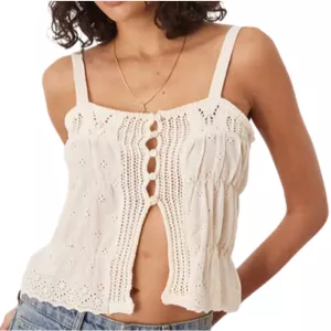 Mango crochet tie front knit cami top