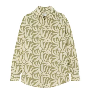 Matteau Printed Silk Crepe De Chine Shirt In Sage Palmas