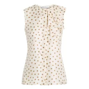 MAX MARA Pegli Ruffled Polka-dot Silk-twill Top In White