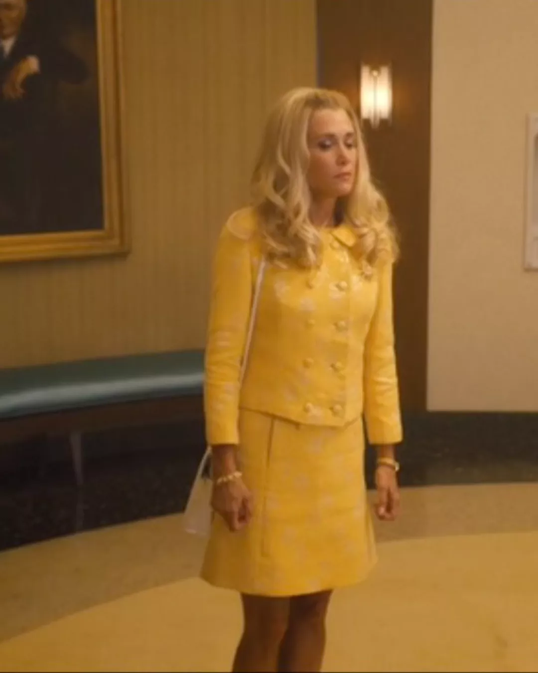 Palm Royale S01E04: Maxine's Yellow Tweed Jacket and Skirt