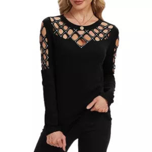 Memorose Long Sleeve Shirt Cut Out Cold Shoulder