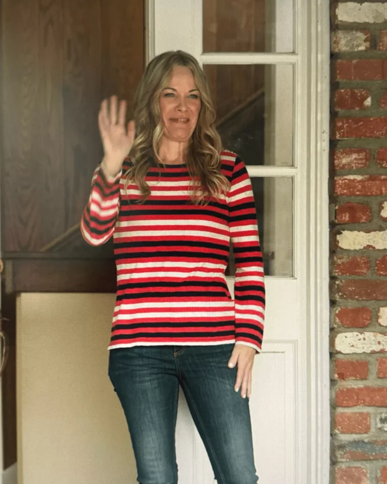 Michelle's Red and White Striped Top