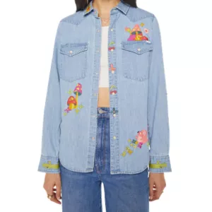 MOTHER "The Honey" embroidered snap-up shirt