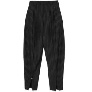 Mugler Black Pinstripe Pierced Trousers