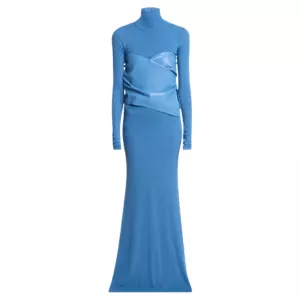 Nanushka Amabel turtleneck alt-leather combo maxi dress