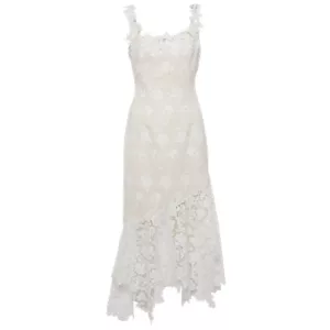 Oscar de la Renta Floral lace-trimmed tweed midi dress
