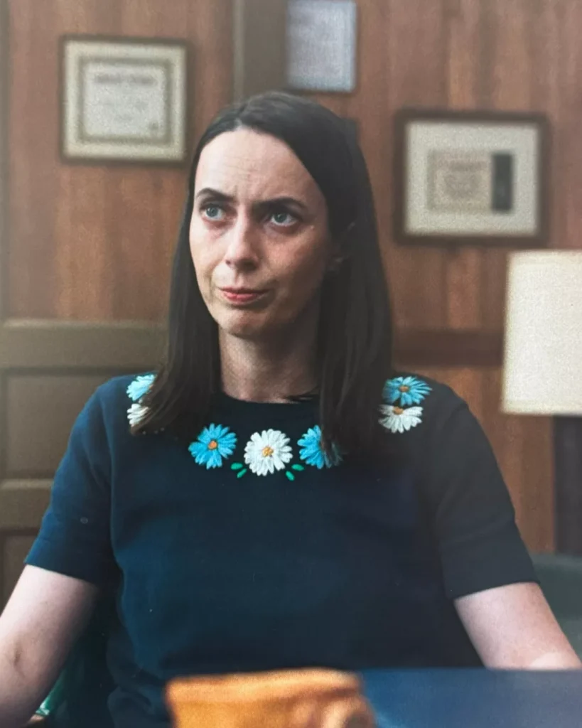 Patricia's Embroidered Flower Shirt on Widow's Bay S01E09