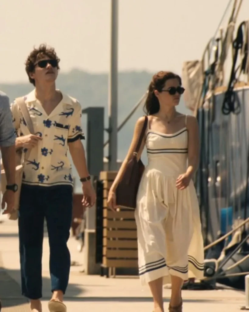 Piper's white and blue dress