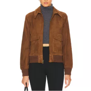 Polo Ralph Lauren Goat Suede Amelia Bomber Jacket