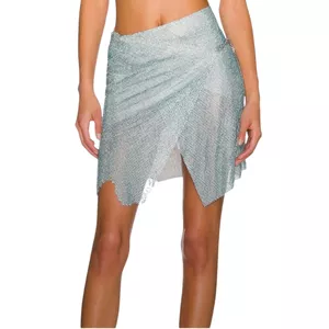 Poster Girl Winona Blue Embellished Chainmail Mini Skirt