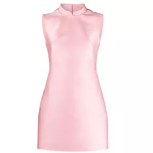 Prada Women's Pink Open-back Satin Minidress