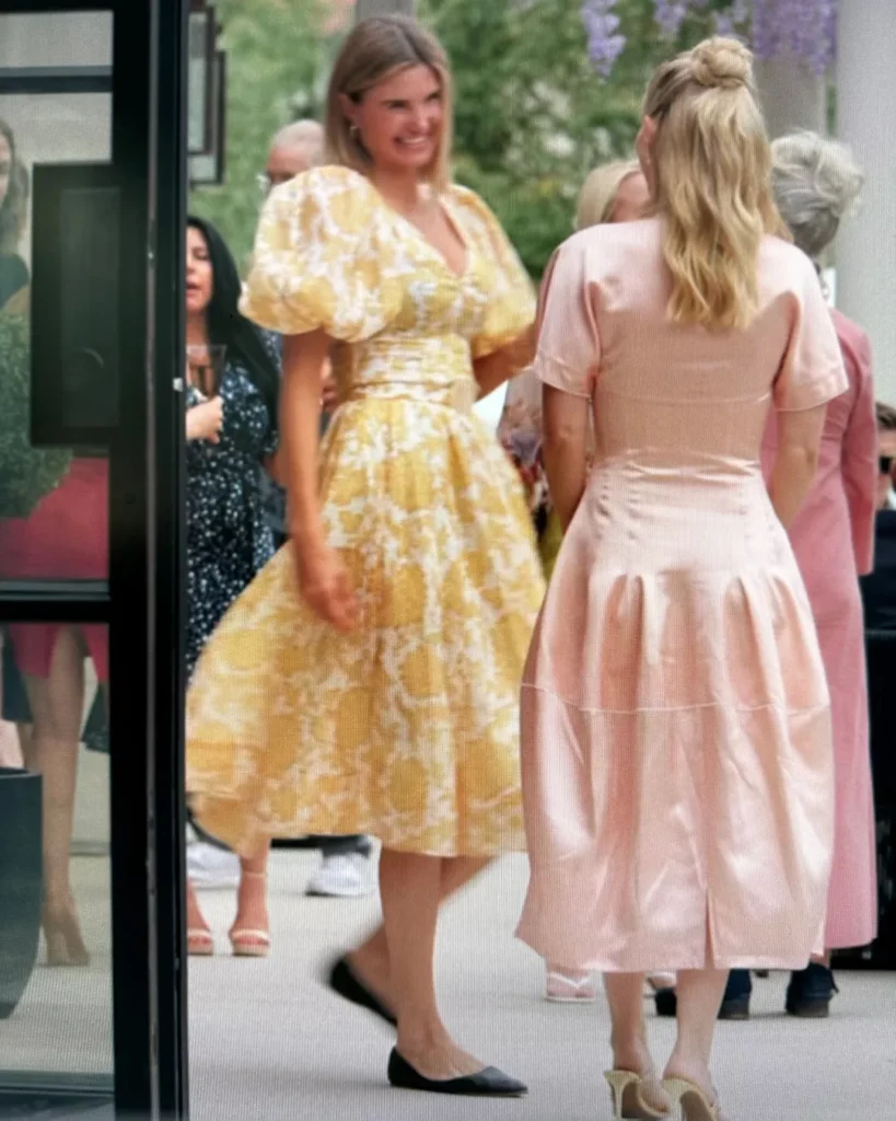 Puff Sleeve Midi Dress in yellow floral