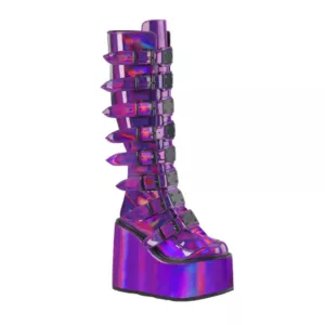 Purple Holographic Patent Boots