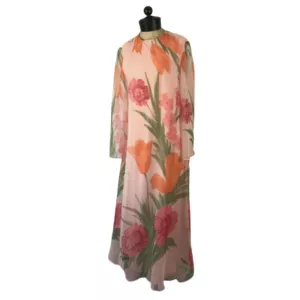 RONA New York Vintage Pink Chiffon Maxi BOHO Dress