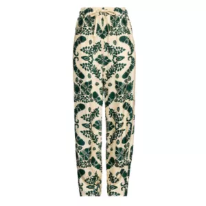 SANDRO Floral-print twill tapered pants