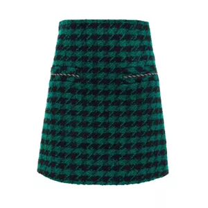 Sandro Houndstooth Tweed Mini Skirt
