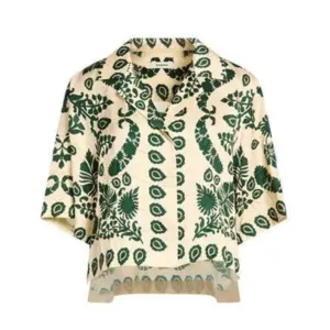 SANDRO Printed crinkled-satin shirt