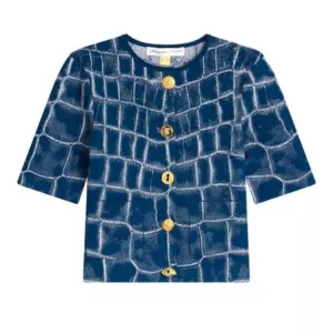 Schiaparelli Women's Blue Crocodile Jacquard Cardigan