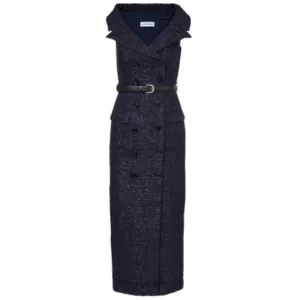 Self-Portrait belted bouclé midi dress