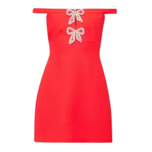 Self Portrait Bow-embellished crêpe minidress