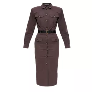 Self-Portrait Buttoned-Up Belted Dress