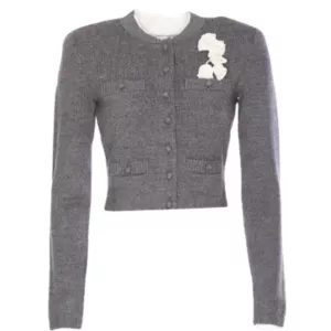 Self-Portrait crochet-flower button cardigan