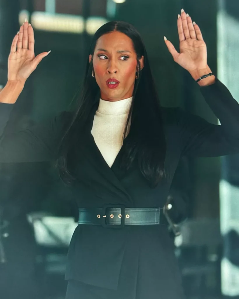 Sofia's Black Belted Blazer on Apple TV+ Loot Season 2 Episode 1