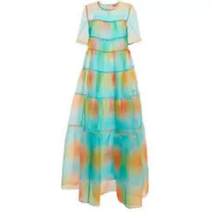 Staud Hyacinth Tiered Rainbow Dress
