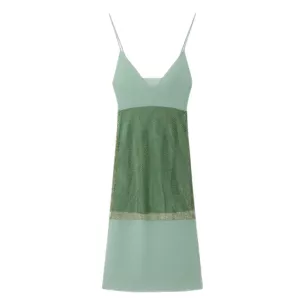 Stella McCartney Crystal Panel Satin Slip Dress